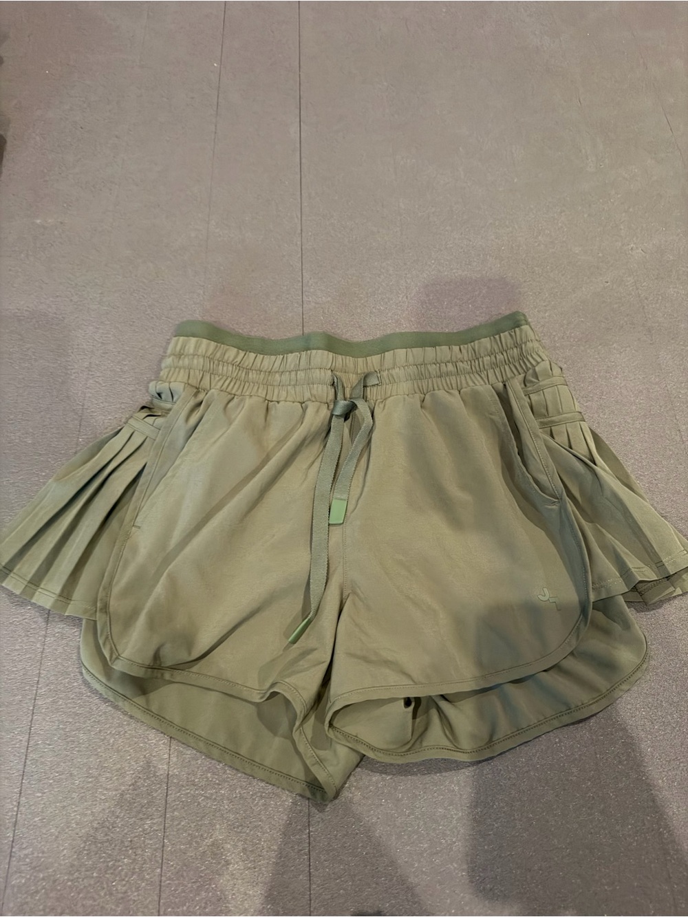 JoyLab Sage Green Pleated Side Athletic Shorts